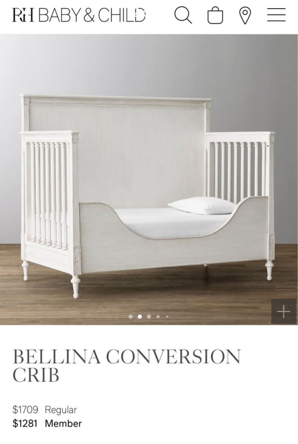 Restoration Hardware Crib NEVER SLEPT ON