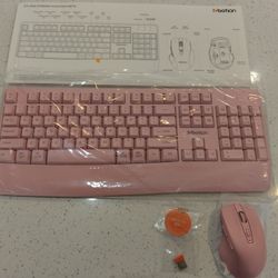 Brand New Wireless Pink Keyboard And Mouse Combo