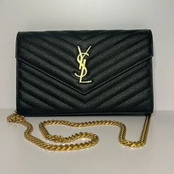YSL Cassandre Wallet on Chain Black Leather 