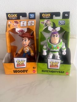 Buzz Lightyear & Woody , Toy Story Click Figs Action Toy with Pop-Up Move by Pixar