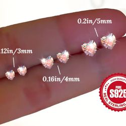 19$ AB Crystal Earrings 5mm New 925-SS