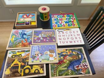 Melissa and Doug learning tools and puzzles