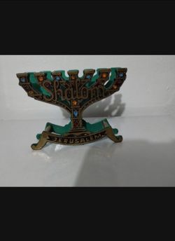 BRASS ENNAMEL JUDAICA LETTER / NAPKINS HOLDER 4.5"×3.5" - AX