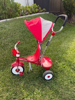 Radio Flyer Tricycle with Umbrella and Push Bar