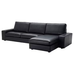 KIVIK Sofa with Chaise – Leather (Grann/Bomstad Black) – Excellent Condition
