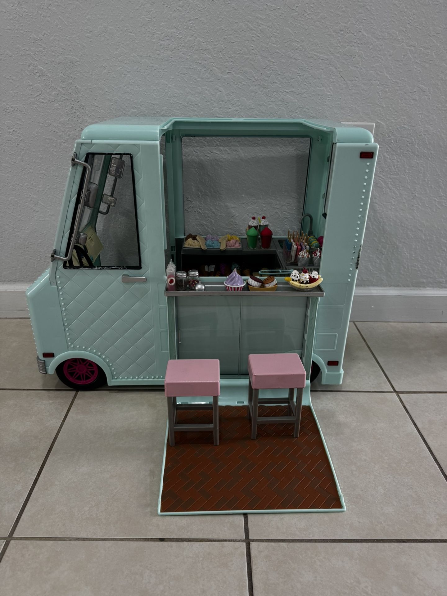 Our Generation Sweet Stop Ice Cream Truck w/Electronics for 18" Dolls *NEW* Blue
