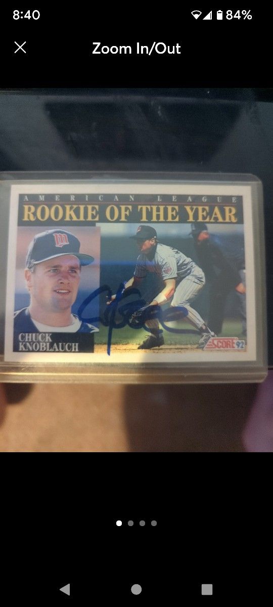 1992 Chuck Knoblauch autographed baseball card