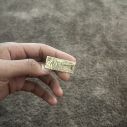 Gold 100 Dollar Bill Double Finger Ring
