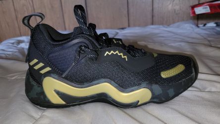 adidas D.O.N. Issue 3 J Donovan Mitchell Black Gold Junior Kid Basketball Shoe