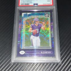 2024 Panini Donruss Optic J.J McCarthy Purple Scope #235 (RC) PSA Mint 9