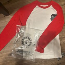 White and red Chrome heart long sleeve