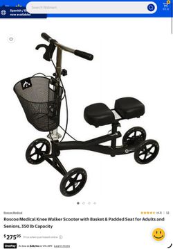Roscoe Medical Knee Walker Scooter with Basket & Padded Seat for Adults and Seniors, 350 lb Capacity