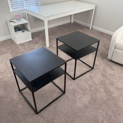 (2) Black Metal Side Tables 