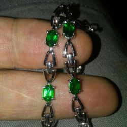 Emerald Bracelets. Sterling Silver. New
