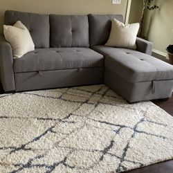 Moving Sale! L Shaped Sleeper Sofa & Small Stylish Chair With Ottoman