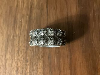 Chrome Hearts Pete Punk Double Row Ring Sterling Silver Gothic Cross Designer Jewelry