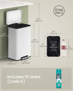 Trash Can, 13 Gallon (50 L) Garbage Can
