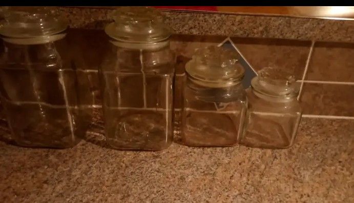 4 - GLASS STORAGE CONTAINERS ...... CHECK OUT MY PAGE FOR MORE ITEMS