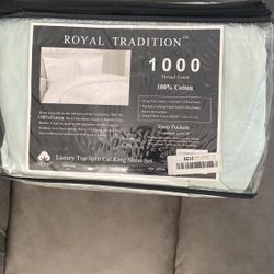 Royal Tradition 1000 Th .cont Luxury Top Split Cal.king Sheet Set 