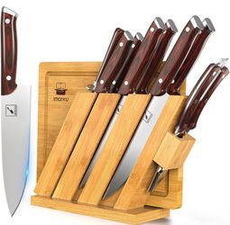 Knife Set, imarku 10-Piece Knife Sets for Kitchen with Block, High Carbon Stainless Steel Chef Knife Set with Wooden Cutting Board, Kitchen Knife Set 