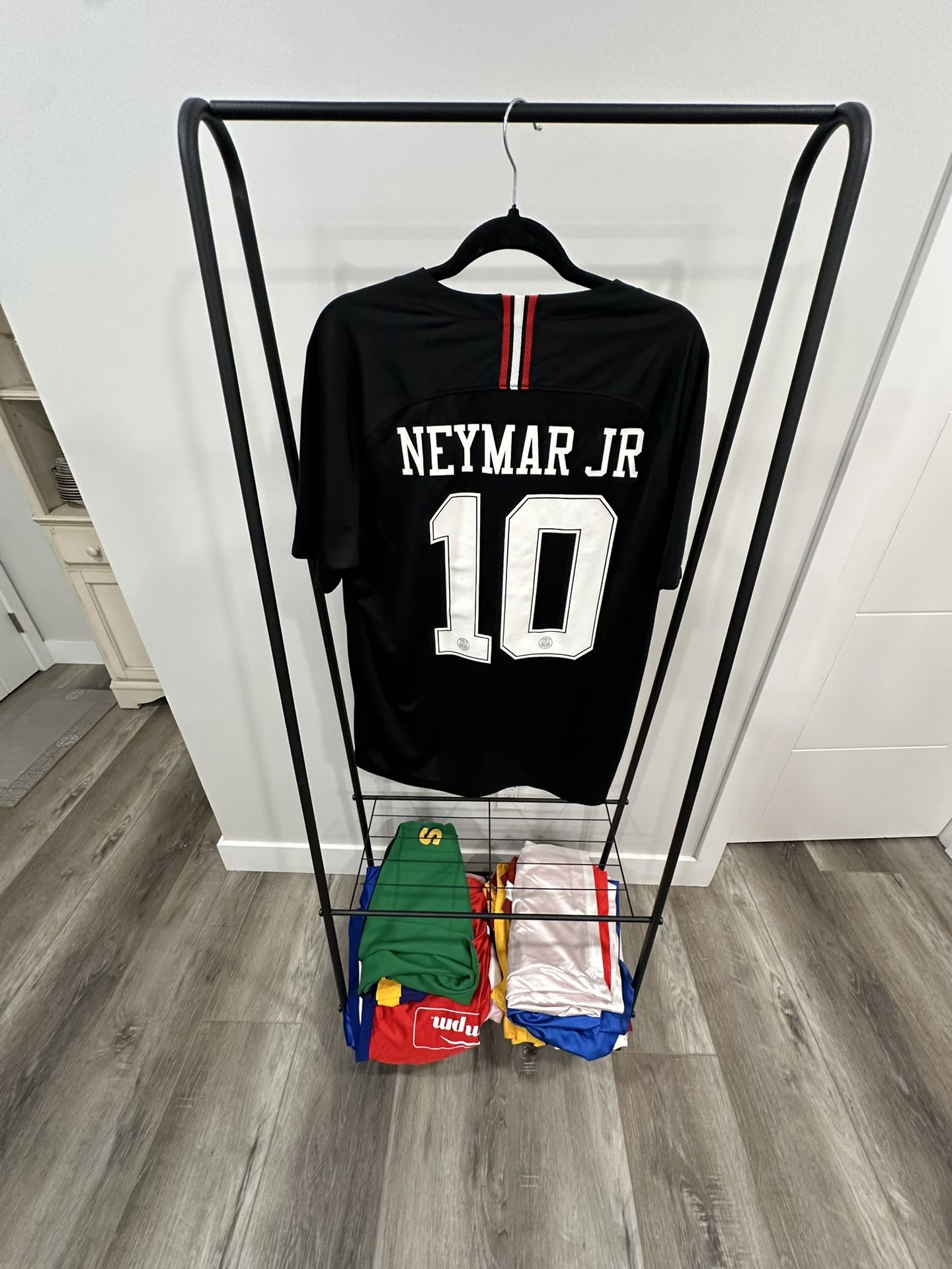Neymar JR #10 PSG Black Jersey 2018-2019 Champions League Long Sleeve Jersey XL