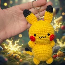 Pikachu The Electric Mouse Pokemon Keychain Crochet