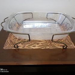 Crystal Serving Tray With Rack 