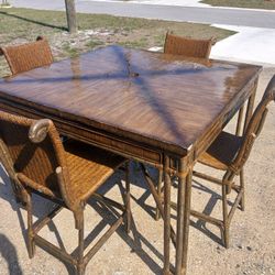 Tommy Bahama Outdoor Resin Table 4 Barstools 