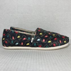 TOMS Belmont Christmas Lights Xmas Holiday Season Slip-On Shoes Wmns Sz 7.5 NEW NWT