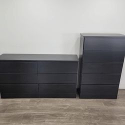 Brand New Black Dresser And Chest - Cómoda Y Gavetero Nuevos A Estrenar Color Negro 