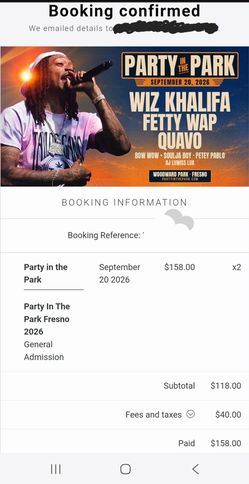 Party in the park tickets