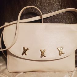 Paloma Picasso Beige Leather Crossbody Bag Shoulder Bag Handbag Purse 10" X 7" X 3"