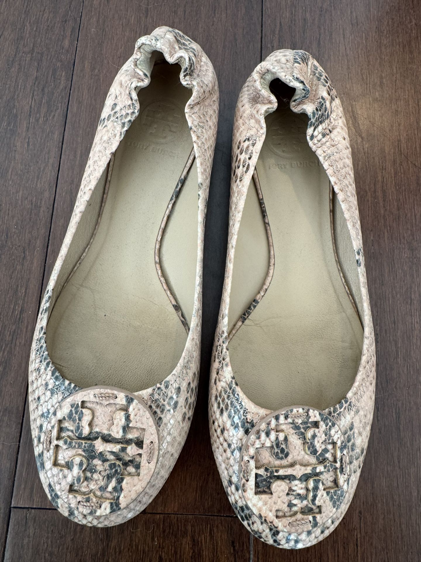 Tory Burch Leather Snake Print Ballet Flat