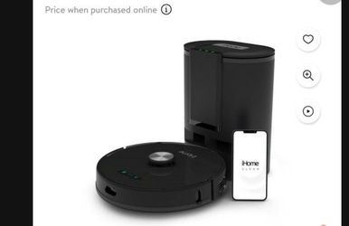 iHome AutoVac Nova Self Empty Robot Vacuum and Mop, Laser and HomeMap Navigation, Alexa/Google and App Control