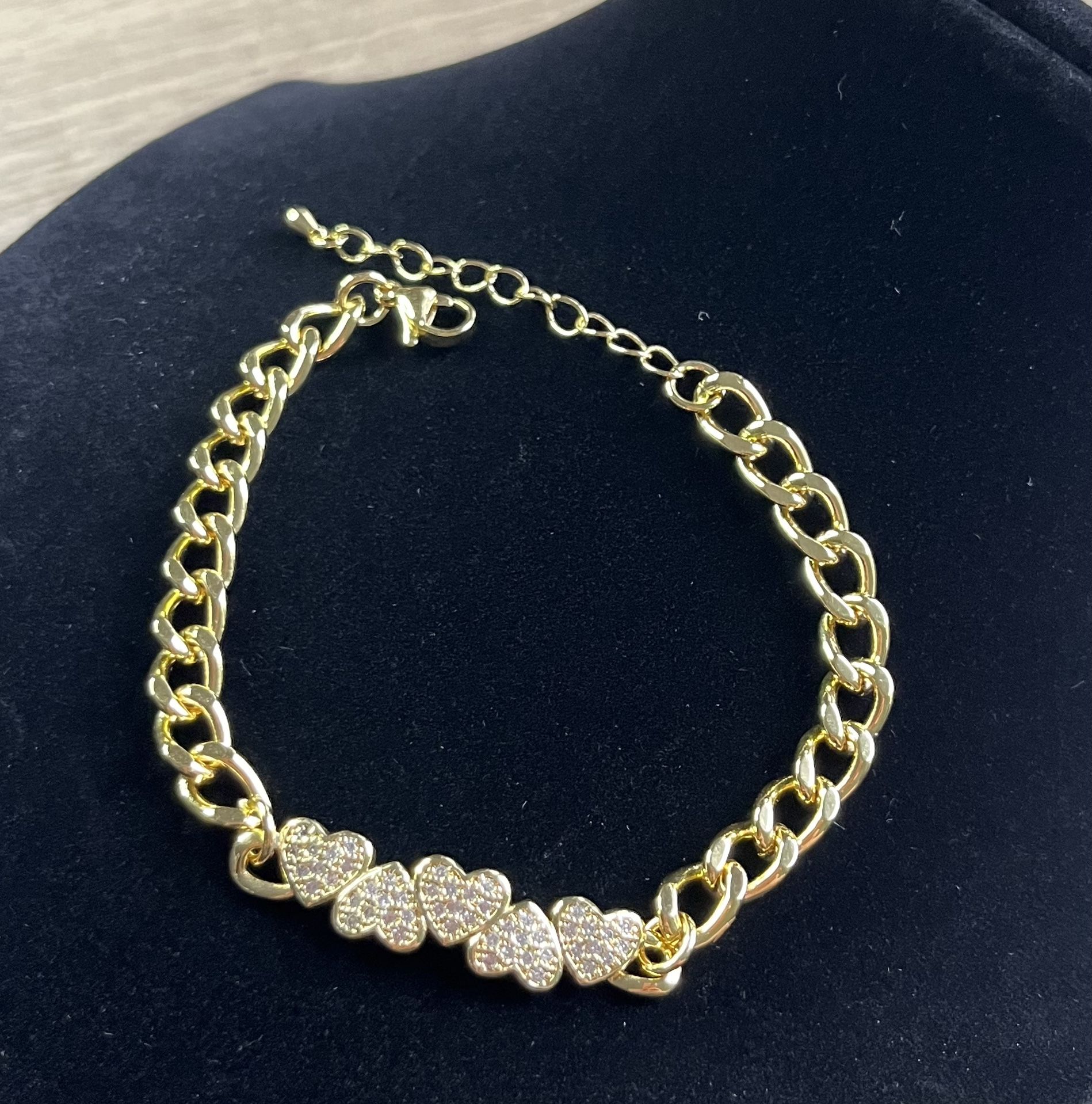 Hearts Gold Plated Bracelet 