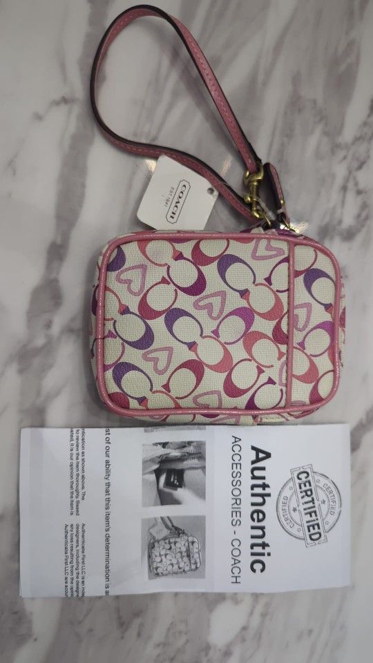Coach Monogram Wristlet with Hearts COA