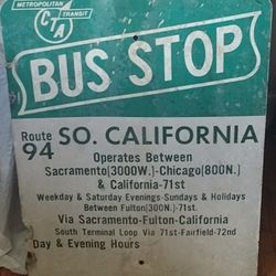 VINTAGE CTA BUS STOP SIGN
