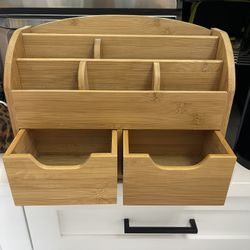Solid Wood Desk Office Organizer. See Photos For Dimensions. 