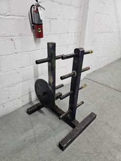 $99 Heavy-Duty Steel Weight Plate Tree
Miami 33130. Delivery for extra.

Durable steel weight plate tree has a black finish with multi-colored paint a