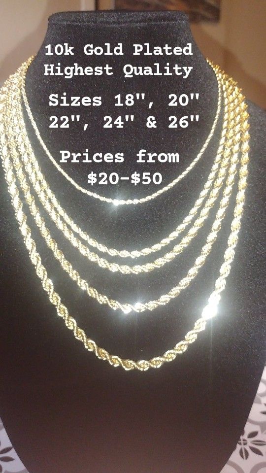 10k Gold Plated Rope Chains