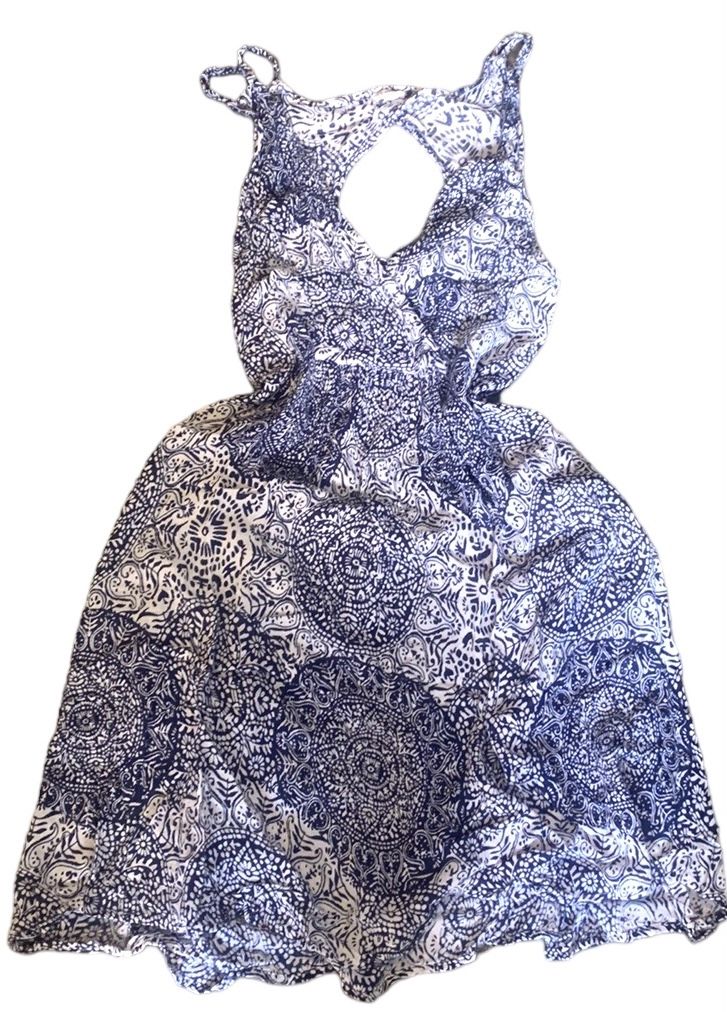 En Creme Blue & White Mandala Design Sundress Size M