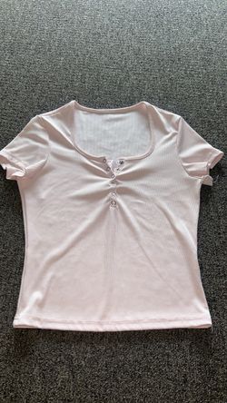 Pink Ribbed Henley Crop Top