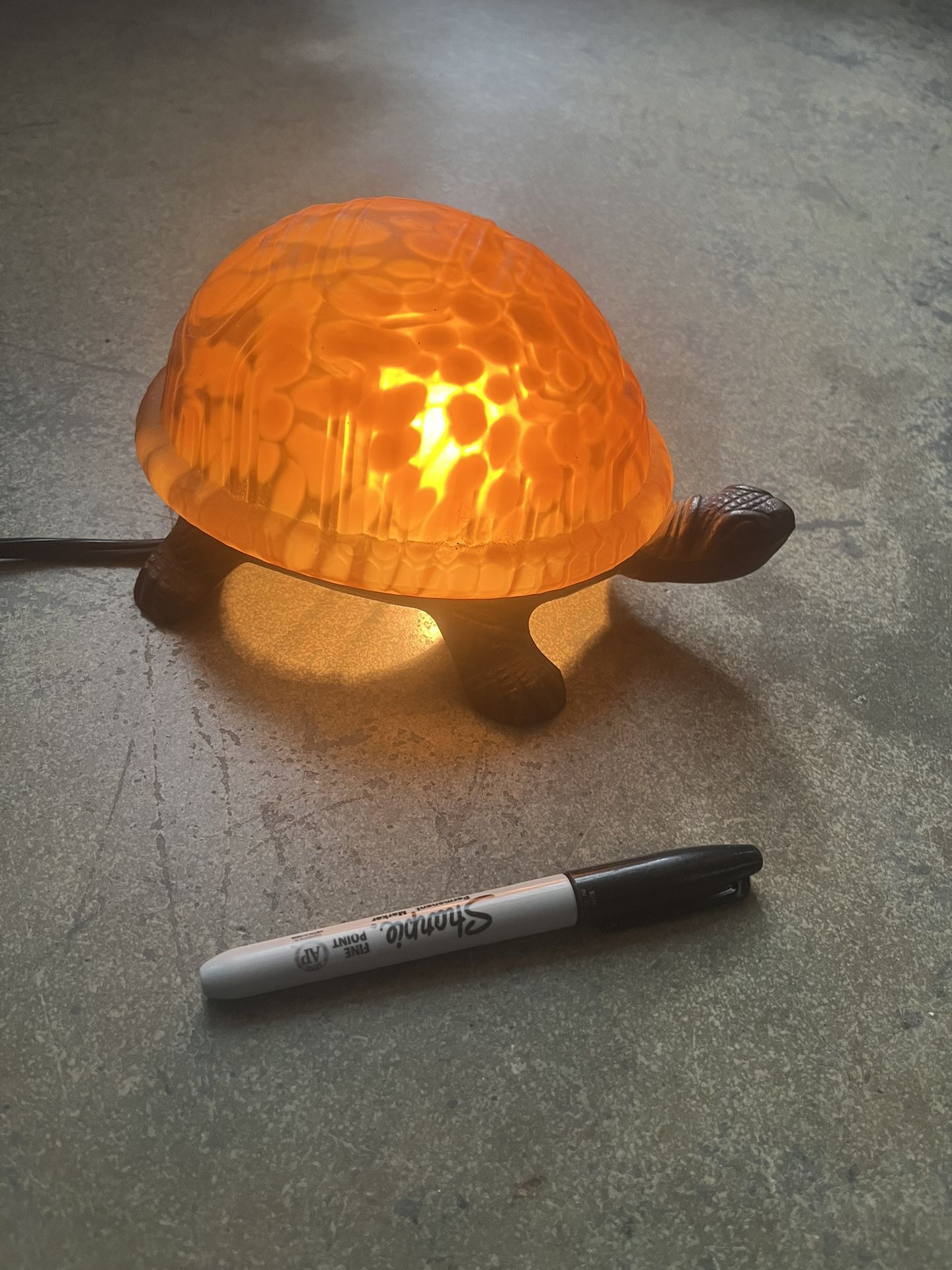 Amber Glass Turtle Lamp