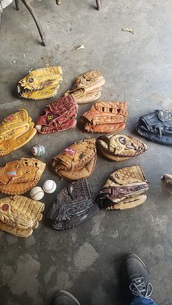 12 baseball gloves.