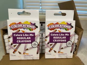 Colorations Colors Like me Crayons, 8 Colors, Regular Size, 24 Packs of an Assortment of 8 Realistic Skin Tones per Pack, Easy for Small Hands to Gras