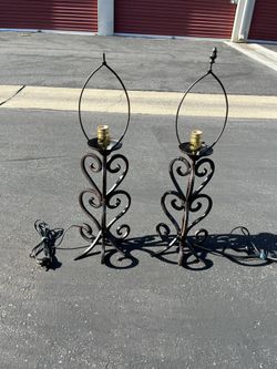 Lamp Set Scroll Design Heavy Modern Decor
