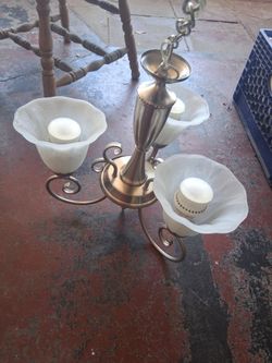 Hanging Chandelier Glass 3 Light Frosted Glass Brushed Nickel - Beautiful -