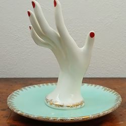 Elegant Vintage Manicured Hand Jewelry Tray