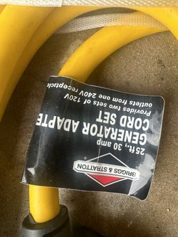 Briggs & Stratton 30 Amp 25ft Generator Power cord Adapter 240v To Why 4 120v