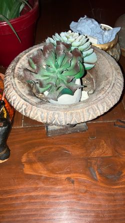 Wrought Iron Urn W Faux Cactus